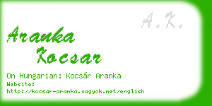 aranka kocsar business card